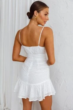 Paradis Cami Strap Ruched Bodice Mini Dress White -Bridal Dr. Denim Store CM1269BE03 20WHITE 6