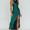 Sonoma Halterneck Faux Wrap Twist Back Maxi Dress Forest Green