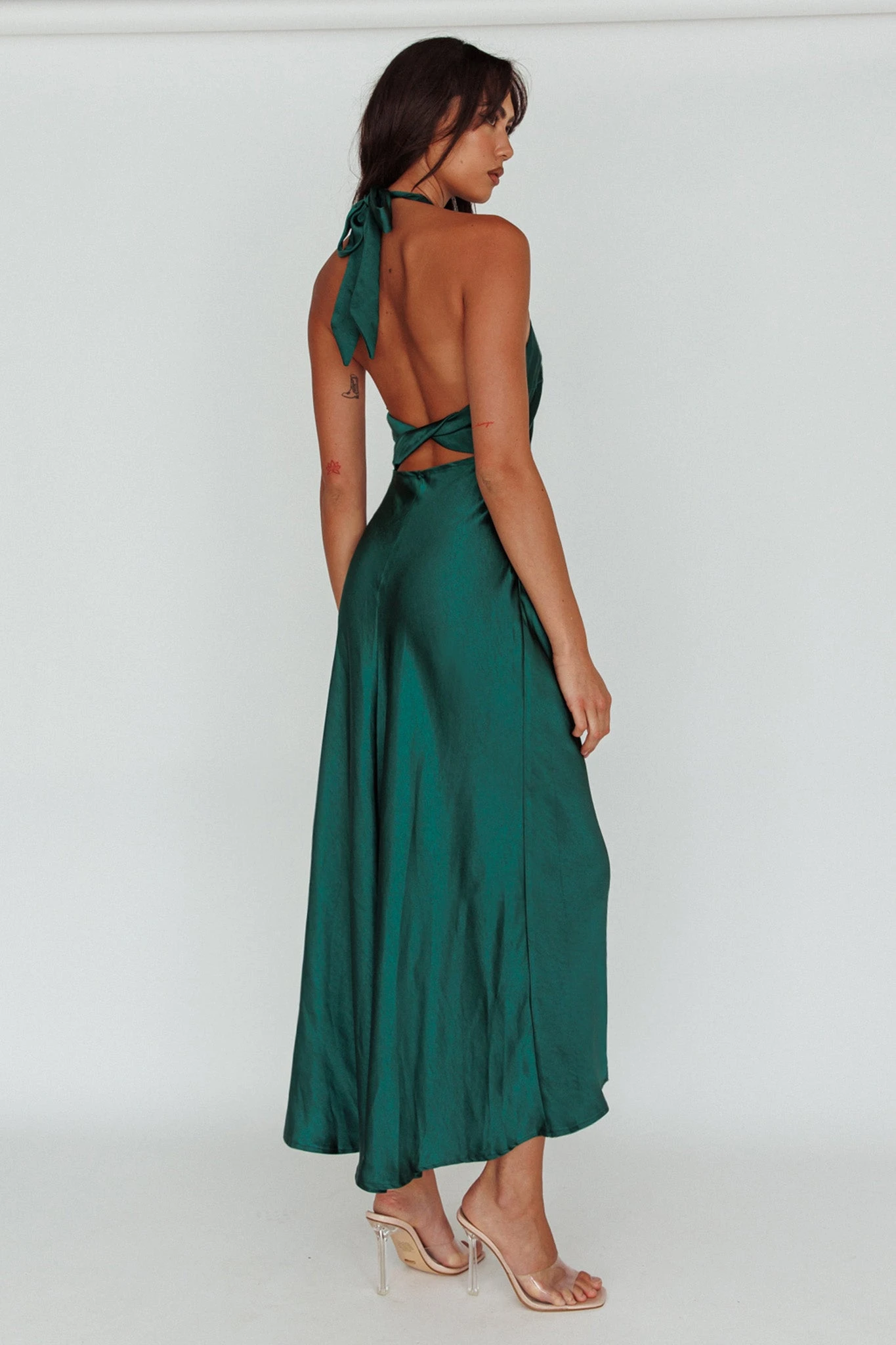 Sonoma Halterneck Faux Wrap Twist Back Maxi Dress Forest Green 3 Sonoma Halterneck Faux Wrap Twist Back Maxi Dress Forest Green - Image 3