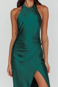 Sonoma Halterneck Faux Wrap Twist Back Maxi Dress Forest Green 16 Sonoma Halterneck Faux Wrap Twist Back Maxi Dress Forest Green -Bridal Dr. Denim Store CM1272B01FORESTGREEN 4