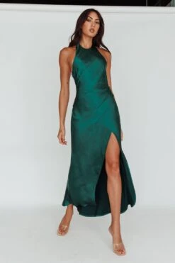 Sonoma Halterneck Faux Wrap Twist Back Maxi Dress Forest Green 17 Sonoma Halterneck Faux Wrap Twist Back Maxi Dress Forest Green -Bridal Dr. Denim Store CM1272B01FORESTGREEN 5