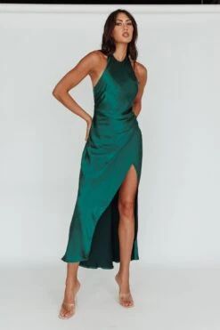 Sonoma Halterneck Faux Wrap Twist Back Maxi Dress Forest Green 18 Sonoma Halterneck Faux Wrap Twist Back Maxi Dress Forest Green -Bridal Dr. Denim Store CM1272B01FORESTGREEN 6