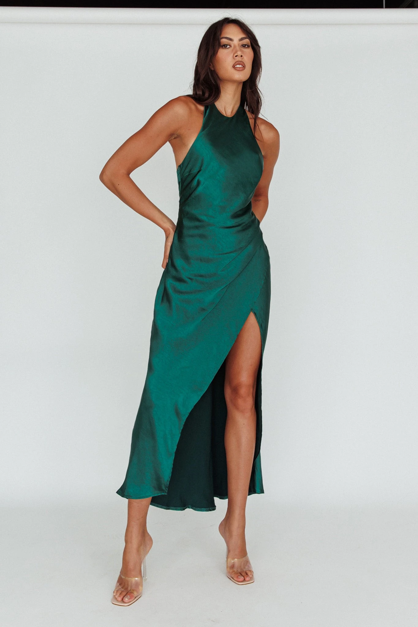 Sonoma Halterneck Faux Wrap Twist Back Maxi Dress Forest Green 6 Sonoma Halterneck Faux Wrap Twist Back Maxi Dress Forest Green - Image 6