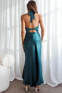 Sonoma Halterneck Faux Wrap Twist Back Maxi Dress Forest Green 25 Sonoma Halterneck Faux Wrap Twist Back Maxi Dress Forest Green -Bridal Dr. Denim Store CM1272B01 FOREST GREEN 7