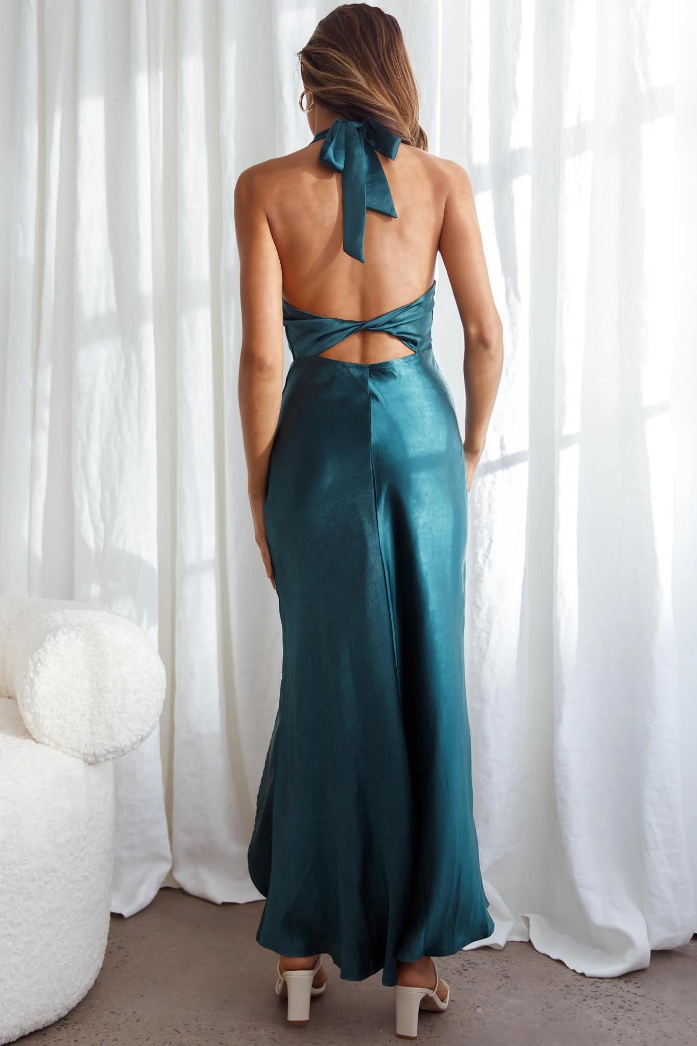 Sonoma Halterneck Faux Wrap Twist Back Maxi Dress Forest Green 13 Sonoma Halterneck Faux Wrap Twist Back Maxi Dress Forest Green - Image 13