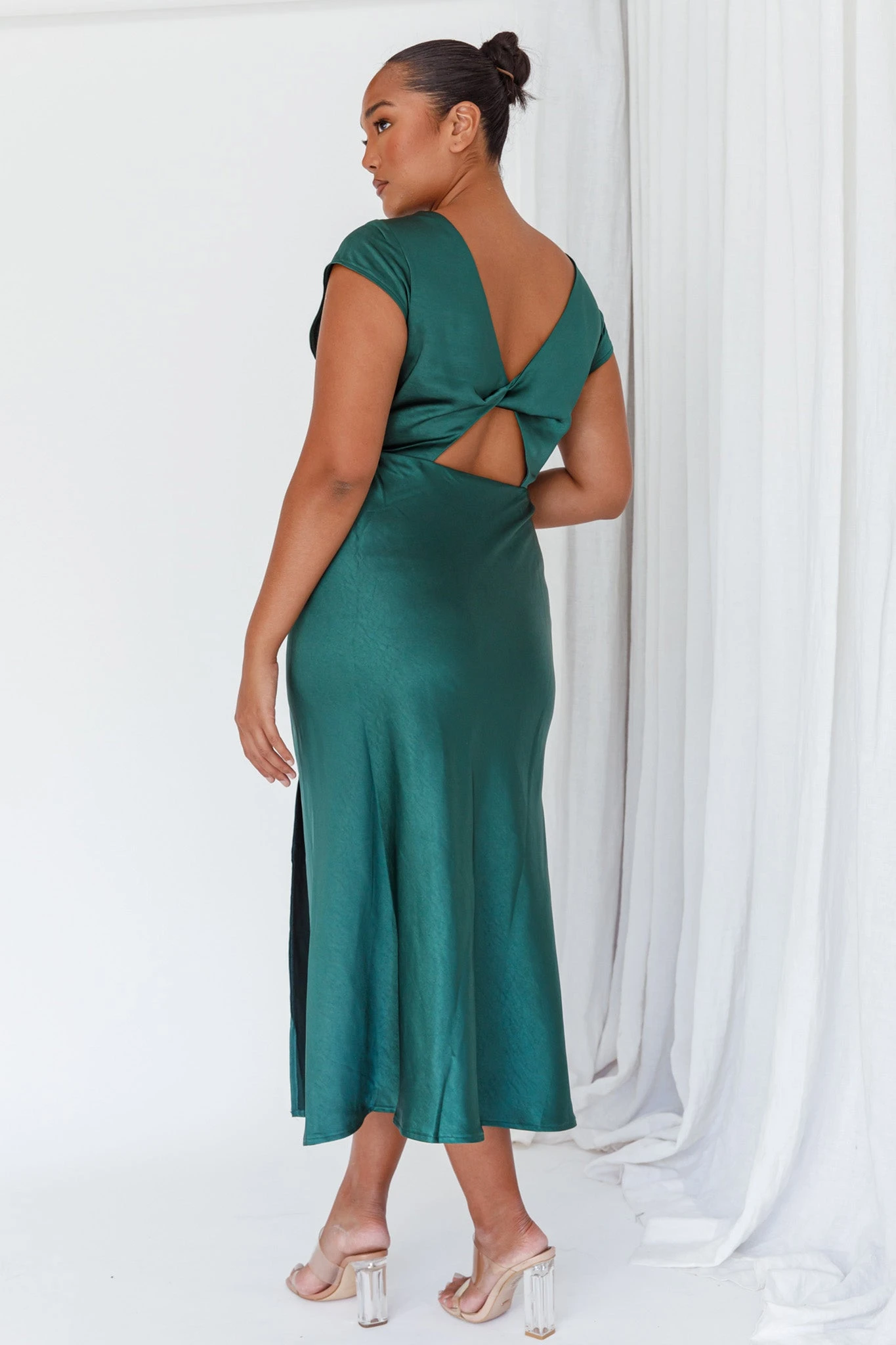 Lucinda Twist Back Midi Dress Jade 4 Lucinda Twist Back Midi Dress Jade - Image 4