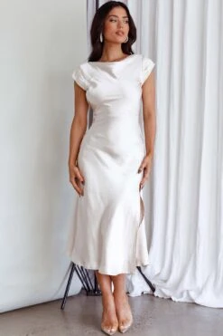 Lucinda Twist Back Midi Dress Champagne -Bridal Dr. Denim Store CM1311B01 20CHAMPAGNE 6