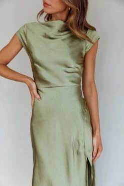 Lucinda Twist Back Midi Dress Olive -Bridal Dr. Denim Store CM1311B01 20OLIVE 4