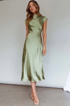 Lucinda Twist Back Midi Dress Olive -Bridal Dr. Denim Store CM1311B01 20OLIVE 6