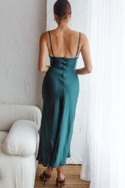 Invite Only Twisted Bust Satin Midi Dress Jade 11 Invite Only Twisted Bust Satin Midi Dress Jade -Bridal Dr. Denim Store CM1368B01 JADE 6