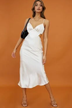 City Lights Cut-Out Waist Strappy Back Midi Dress Champagne -Bridal Dr. Denim Store CM1380B CHAMPAGNE 4
