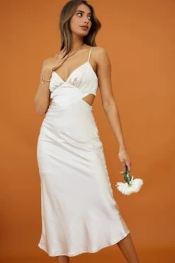 City Lights Cut-Out Waist Strappy Back Midi Dress Champagne -Bridal Dr. Denim Store CM1380B CHAMPAGNE 7