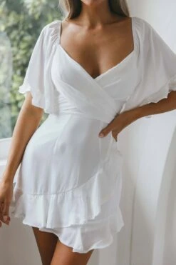 Hand In Mine Ruffle Hem Dress White -Bridal Dr. Denim Store CM1405B 20WHITE 4