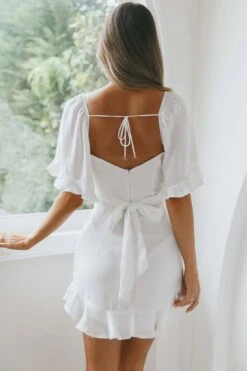 Hand In Mine Ruffle Hem Dress White -Bridal Dr. Denim Store CM1405B 20WHITE 7