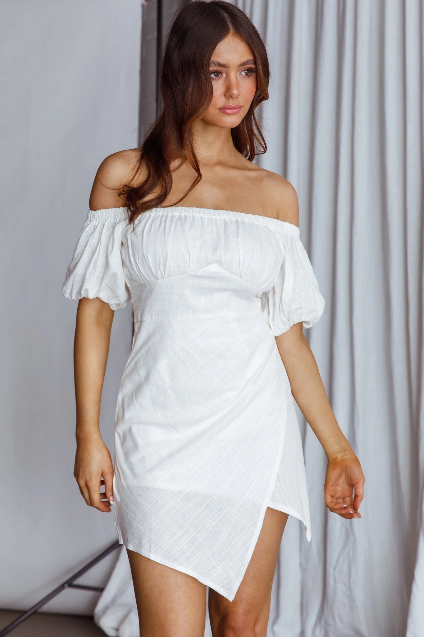 Dayanara Off-Shoulder Puff Sleeve Dress White 1 Dayanara Off-Shoulder Puff Sleeve Dress White