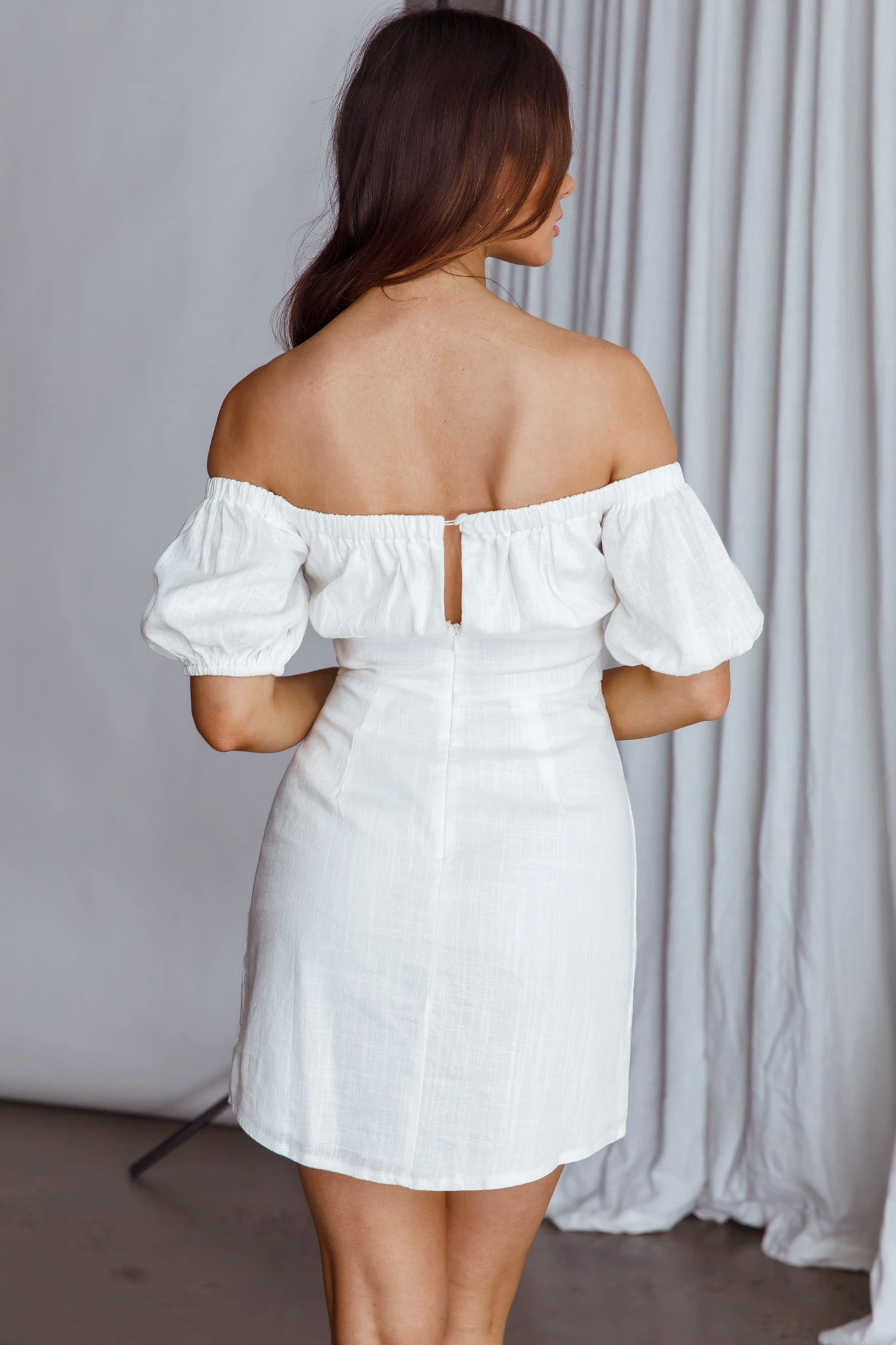 Dayanara Off-Shoulder Puff Sleeve Dress White 2 Dayanara Off-Shoulder Puff Sleeve Dress White - Image 2