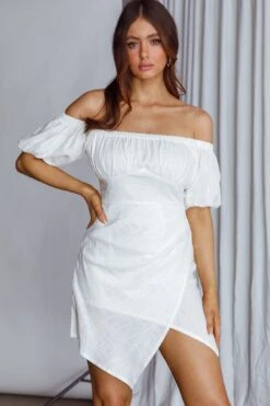 Dayanara Off-Shoulder Puff Sleeve Dress White 11 Dayanara Off-Shoulder Puff Sleeve Dress White -Bridal Dr. Denim Store CM1500B 20WHITE 6