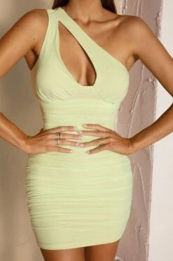 Selma One-Shoulder Ruched Mini Dress Olive -Bridal Dr. Denim Store CM1501J 20OLIVE 4