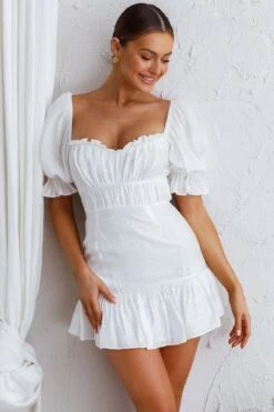 Light Catcher Sweetheart Neckline Frill Dress White -Bridal Dr. Denim Store CM1504J 20WHITE 4