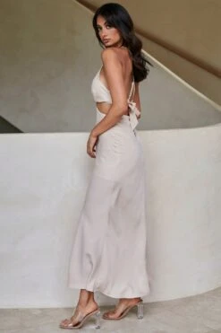 All That Glitters Front Split Tied Back Maxi Dress Beige 13 All That Glitters Front Split Tied Back Maxi Dress Beige -Bridal Dr. Denim Store CM1512B BEIGE 7