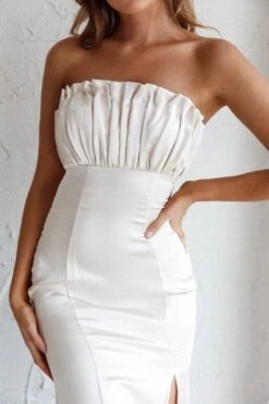 Tivoli Strapless Gathered Bust Midi Dress Champagne -Bridal Dr. Denim Store CM1514B01 20CHAMPAGNE 4