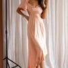 Grayson Tied Back Asymmetrical Midi Dress Peach