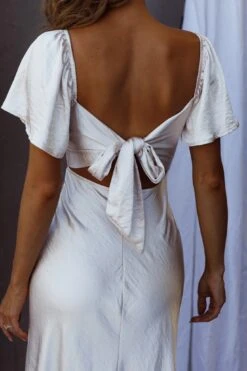 Grayson Tied Back Asymmetrical Midi Dress Champagne -Bridal Dr. Denim Store CM1571B 20CHAMPAGNE 4