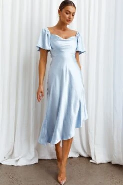 Grayson Tied Back Asymmetrical Midi Dress Steel Blue -Bridal Dr. Denim Store CM1571B 20STEEL 20BLUE 7