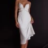 Dance With Me Crossover Bust Midi Dress Ivory