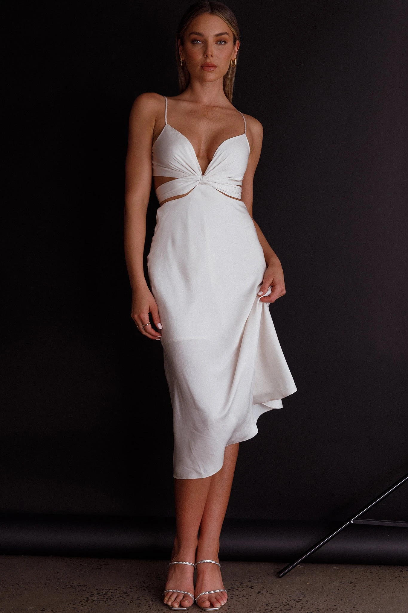 Dance With Me Crossover Bust Midi Dress Ivory 1 Dance With Me Crossover Bust Midi Dress Ivory