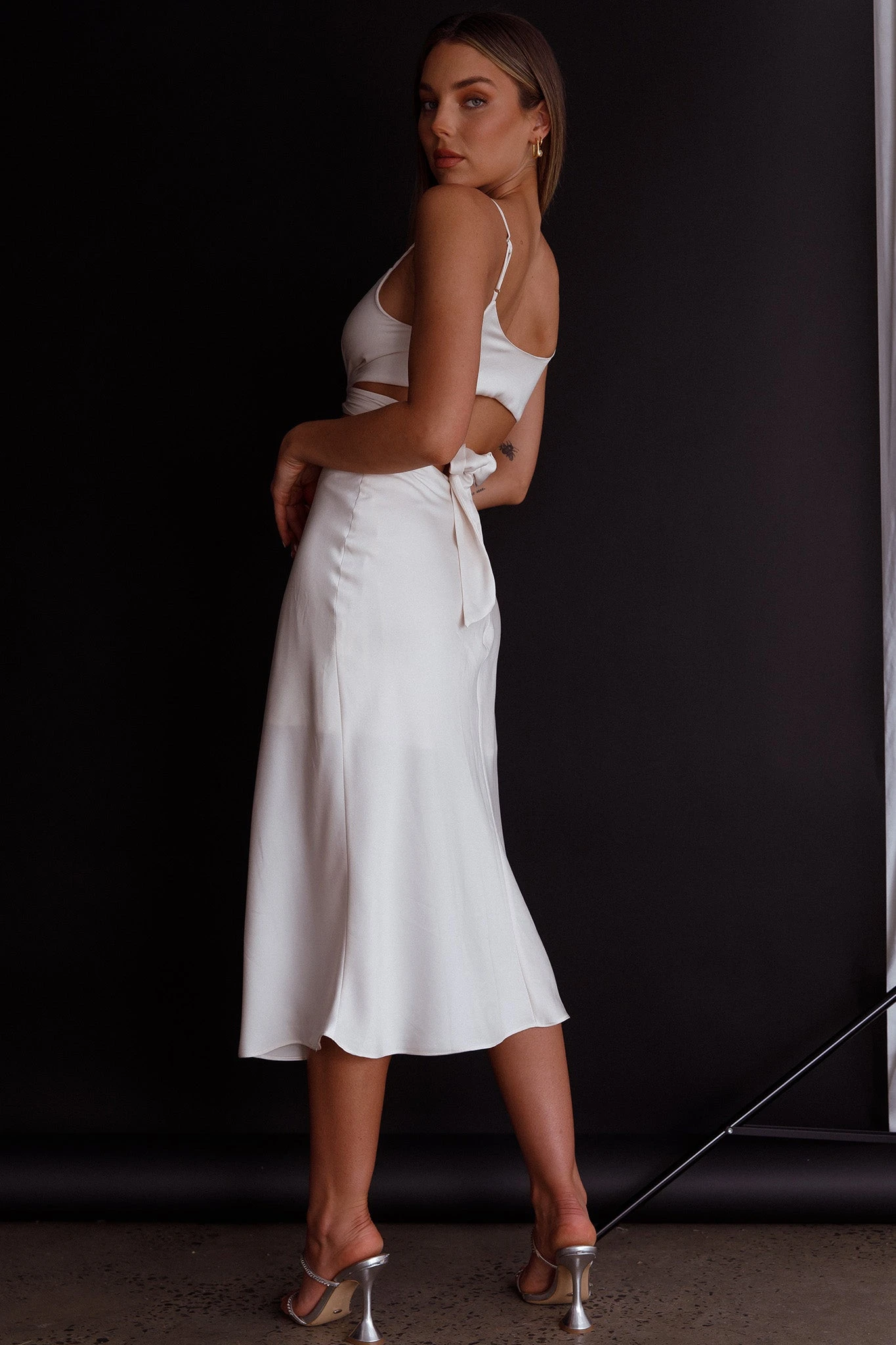 Dance With Me Crossover Bust Midi Dress Ivory 2 Dance With Me Crossover Bust Midi Dress Ivory - Image 2