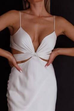 Dance With Me Crossover Bust Midi Dress Ivory 12 Dance With Me Crossover Bust Midi Dress Ivory -Bridal Dr. Denim Store CM1585B 20IVORY 4