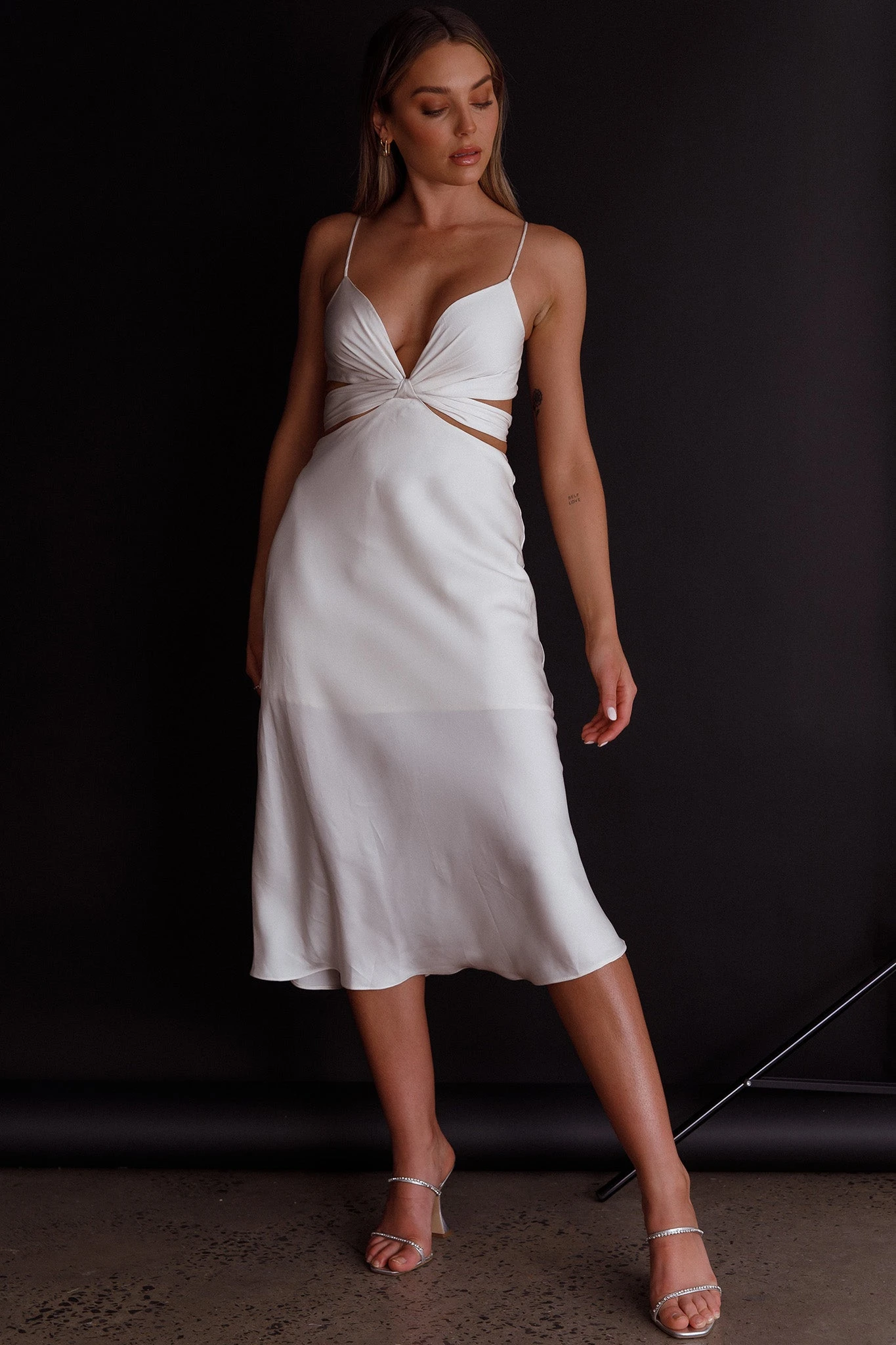 Dance With Me Crossover Bust Midi Dress Ivory 6 Dance With Me Crossover Bust Midi Dress Ivory - Image 6