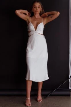 Dance With Me Crossover Bust Midi Dress Ivory 15 Dance With Me Crossover Bust Midi Dress Ivory -Bridal Dr. Denim Store CM1585B 20IVORY 7