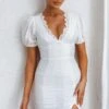 Aylina Scalloped Lace Mini Dress White