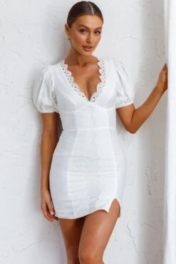 Aylina Scalloped Lace Mini Dress White -Bridal Dr. Denim Store CM1623B01 20WHITE 4