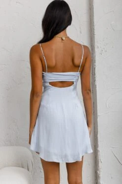 Aurelius Gathered Bust Cami Strap Mini Sundress Blue -Bridal Dr. Denim Store CM1638DBLUE 7