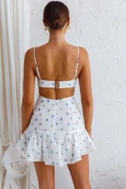 Summer Blossom Buckle Back Eyelet Mini Dress Floral Blue -Bridal Dr. Denim Store CM1704J 20BLUE 7