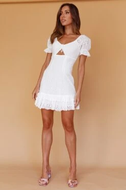 Michal Tied Bust Eyelet Mini Dress White 11 Michal Tied Bust Eyelet Mini Dress White -Bridal Dr. Denim Store CM1726D 20WHITE 5
