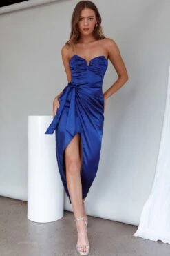 Gianna Strapless Ruched Bust Midi Dress Navy -Bridal Dr. Denim Store CM1739J02 20NAVY 2