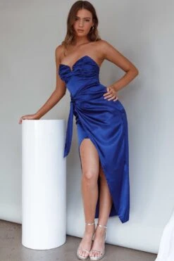 Gianna Strapless Ruched Bust Midi Dress Navy -Bridal Dr. Denim Store CM1739J02 20NAVY 5
