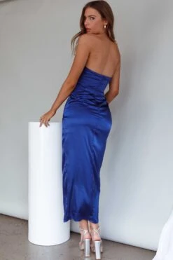 Gianna Strapless Ruched Bust Midi Dress Navy -Bridal Dr. Denim Store CM1739J02 20NAVY 8