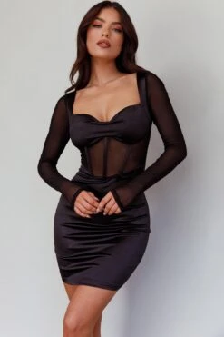 Romantica Sheer Insert Mini Dress Black -Bridal Dr. Denim Store CM1925B 20BLACK 7