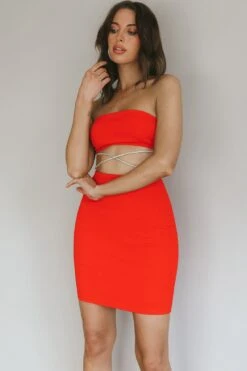 Nohemi Strapless Diamante Mini Dress Red 13 Nohemi Strapless Diamante Mini Dress Red -Bridal Dr. Denim Store CM1934J03 20RED 7