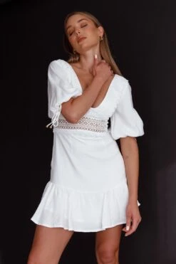 Vista Embroidery Trim Mini Dress White -Bridal Dr. Denim Store CM1990B 20WHITE 6