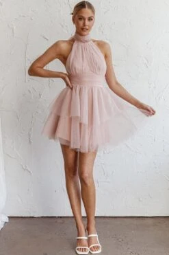 Andria Halterneck Tulle Mini Dress Blush 14 Andria Halterneck Tulle Mini Dress Blush -Bridal Dr. Denim Store CM2005J01 20BLUSH 6
