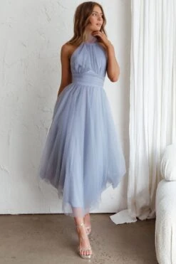 Andria Halterneck Tulle Midi Dress Blue -Bridal Dr. Denim Store CM2005J 20BLUE 8