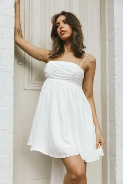 Zhen Bow Tie Back Mini Dress White -Bridal Dr. Denim Store CM3092D 20WHITE 2