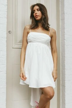 Zhen Bow Tie Back Mini Dress White -Bridal Dr. Denim Store CM3092D 20WHITE 5