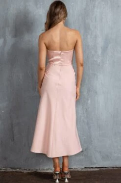 Brittini Satin Bust Strapless Midi Dress Blush -Bridal Dr. Denim Store CM3097D 20BLUSH 3